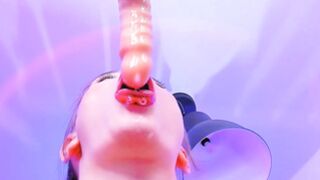 Blowjob practice with Dildo