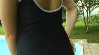 Adorable asian teen dancing