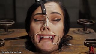 Tiny slave gets nipples clamped