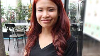 Ginger Asian hottie Miao is taking big one doggystyle
