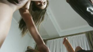 Young sexy girl cums hard on sybian toy