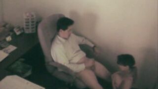 Lustful hoe sucking asian guy in office