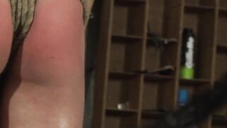 Tied up twink slave roughly whipped & milked for cum