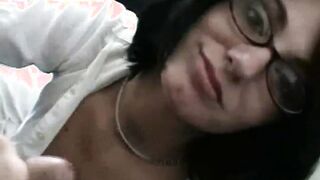 Nikki Adams gives handie in close up