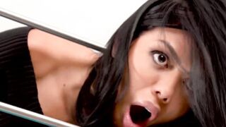 Sexy beautiful babe got stuck on the stairs so her kinky hunk fucks her