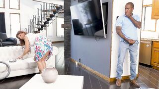 Extremely Lustful & Attractive COUGAR Syren De Mer seduced by step daughter's huge black cock BF at her home.