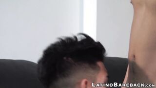 Tattooed latino twink raw riding boyfriends big dick for cum