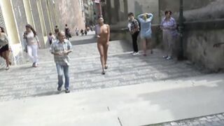 Public nudity in an old European city