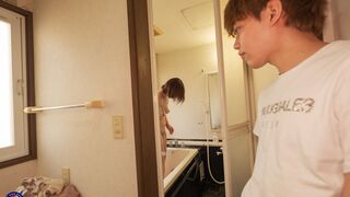 Horny Japanese STEPMOM gets a creampie after fucking her stepson