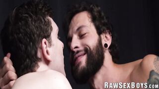 Muscular tattooed hunk Eddie Danger asserts his dominance over twink Ethan Tate