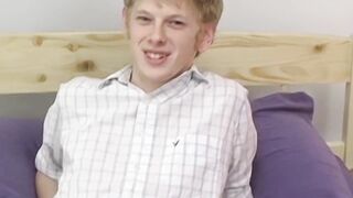 Blond twink Sky Sylvanus plays his cock & jerks off solo