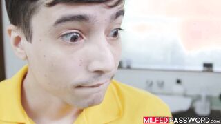 Adorable delivery rider Ricky Spanish delivers oozing cum into my black cunt