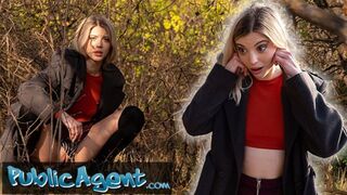 Sexy Blonde Takes Cash for Sex in the Woods with Huge Dick