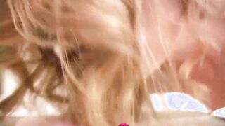 Sizzling hot blonde teen blowing