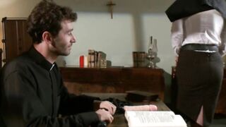 Priest punishing hot butts sisters