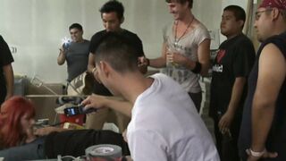 Ginger takes big dick in butt in public